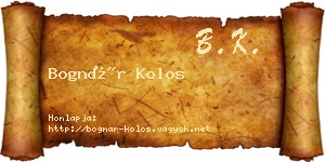 Bognár Kolos névjegykártya