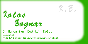 kolos bognar business card